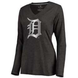 Women Detroit Tigers Platinum Collection Long Sleeve Tri-Blend T-Shirt LanTian - Black