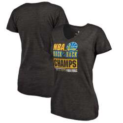 Women Golden State Warriors Fanatics Branded 2018 NBA Finals Champions Foul Lane Tri Blend V Neck T-Shirt Black