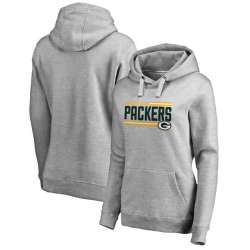 Women Green Bay Packers NFL Pro Line by Fanatics Branded Ash Iconic Collection On Side Stripe Pullover Hoodie 90Hou