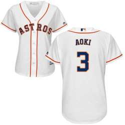 Women Houston Astros #3 Norichika Aoki White New Cool Base Jersey DingZhi