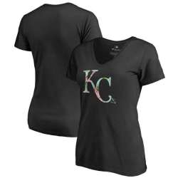 Women Kansas City Royals Fanatics Branded Lovely V Neck T-Shirt Black Fyun