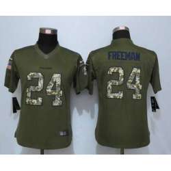Women Limited Nike Atlanta Falcons #24 Freeman Green Salute To Service Jersey
