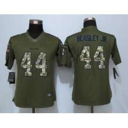 Women Limited Nike Atlanta Falcons #44 Beasley jr Green Salute To Service Jersey