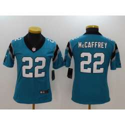 Women Limited Nike Carolina Panthers #22 Christian McCaffrey Blue Vapor Untouchable Player Jerseys