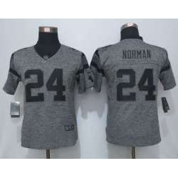 Women Limited Nike Carolina Panthers #24 Norman Stitched Gridiron Gray Jersey