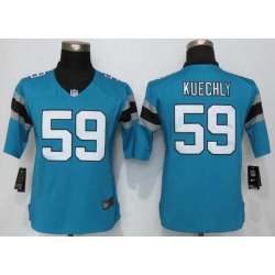 Women Limited Nike Carolina Panthers #59 Kuechly Blue Team Color Stitched NFL Jerseys