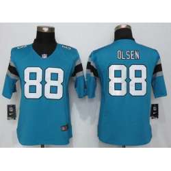 Women Limited Nike Carolina Panthers #88 Olsen Blue Team Color Stitched NFL Jerseys