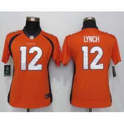 Women Limited Nike Denver Broncos #12 Lynch Orange Stitched Jersey