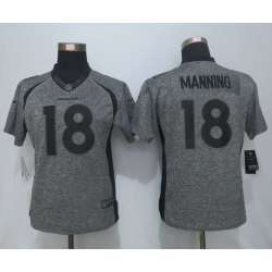 Women Limited Nike Denver Broncos #18 Manning Stitched Gridiron Gray Jersey