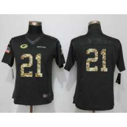 Women Limited Nike Green Bay Packers #21 Clinton-Dix Anthracite Salute to Service Stitched Jersey