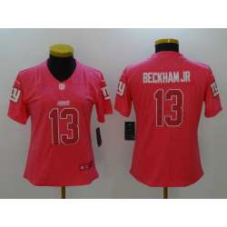 Women Limited Nike New York Giants #13 Odell Beckham Jr Pink Rush Fashion Stitched Jersey
