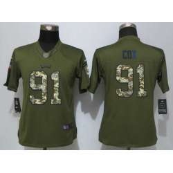 Women Limited Nike Philadelphia Eagles #91 Cox Green Salute To Service Stitched NFL Jersey