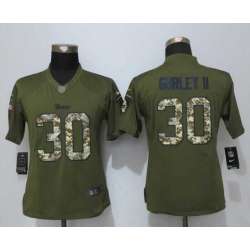 Women Limited Nike St. Louis Rams #30 Gurley ii Green Salute To Service Stitched NFL Jersey