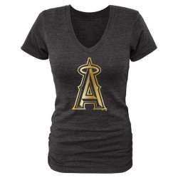 Women Los Angeles Angels of Anaheim Gold Collection Tri-Blend T-Shirt LanTian - Black