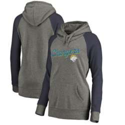Women Los Angeles Chargers NFL Pro Line by Fanatics Branded Timeless Collection Rising Script Plus Size Tri-Blend Hoodie Ash