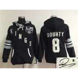 Women Los Angeles Kings #8 Drew Doughty Black Old Time Hockey Stitched Signature Edition Hoodie