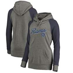 Women Los Angeles Rams NFL Pro Line by Fanatics Branded Timeless Collection Rising Script Plus Size Tri-Blend Hoodie Ash