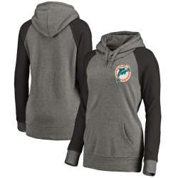 Women Miami Dolphins NFL Pro Line by Fanatics Branded Plus Sizes Vintage Lounge Pullover Hoodie Heathered Gray
