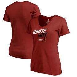 Women Miami Heat Fanatics Branded 2018 NBA Playoffs Slogan V Neck T-Shirt Cardinal