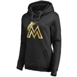Women Miami Marlins Gold Collection Pullover Hoodie LanTian - Black