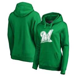 Women Milwaukee Brewers Fanatics Branded Kelly Green St. Patrick's Day White Logo Pullover Hoodie