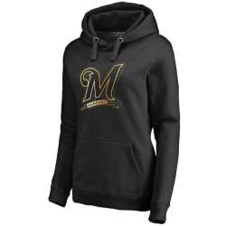 Women Milwaukee Brewers Gold Collection Pullover Hoodie LanTian - Black