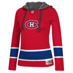 Women Montreal Canadiens Blank (No Name & Number) Red Stitched NHL Pullover Hoodie WanKe