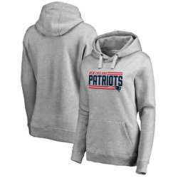 Women New England Patriots NFL Pro Line by Fanatics Branded Ash Iconic Collection On Side Stripe Pullover Hoodie 90Hou