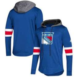 Women New York Rangers Blue Customized All Stitched Hooded Sweatshirt