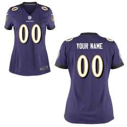 Women Nike Baltimore Ravens Customized Purple Team Color Stitched NFL Game Jersey