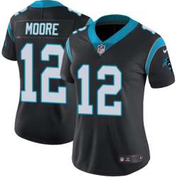 Women Nike Carolina Panthers #12 DJ Moore Black NFL Vapor Untouchable Player Limited Jersey