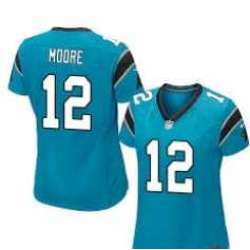 Women Nike Carolina Panthers #12 DJ Moore Blue NFL Vapor Untouchable Player Limited Jersey