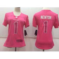 Women Nike Carolina Panthers #1 Cam Newton Pink Vapor Untouchable Player Limited Jerseys