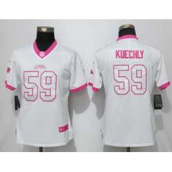 Women Nike Carolina Panthers #59 Kuechly Matthews White-Pink Stitched NFL Elite Rush Fashion Jersey