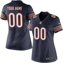 Women Nike Chicago Bears Customized Navy Blue Team Color Stitched NFL Game Jersey