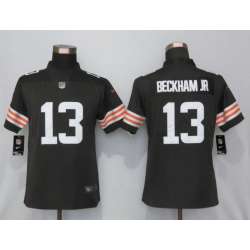 Women Nike Cleveland Browns 13 Beckham jr Brown Vapor Limited Jersey