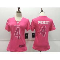 Women Nike Dallas Cowboys #4 Dak Prescott Pink Vapor Untouchable Player Limited Jerseys