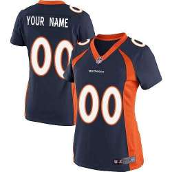 Women Nike Denver Broncos Customized Navy Blue Team Color Stitched NFL Game Jersey