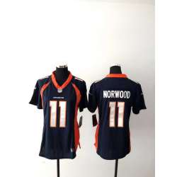 Women Nike Denver Broncos #11 Norwood Navy Blue Team Color Stitched NFL Game Jersey