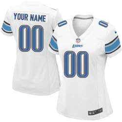 Women Nike Detroit Lions Customized White Team Color Stitched NFL Game Jersey