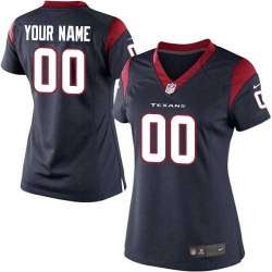 Women Nike Houston Texans Customized Navy Blue Team Color Stitched NFL Game Jersey