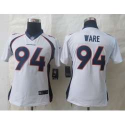 Women Nike Limited Denver Broncos #94 Ware White Jerseys