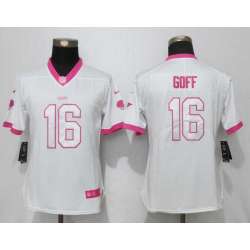 Women Nike Los Angeles Rams #16 Goff Matthews White-Pink Stitched NFL Elite Rush Fashion Jersey