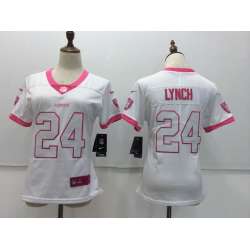 Women Nike Oakland Raiders #24 Marshawn Lynch White Pink Vapor Untouchable Player Limited Jerseys