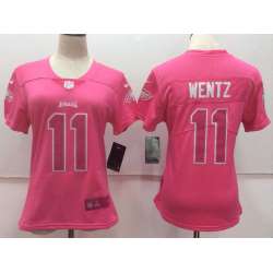 Women Nike Philadelphia Eagles #11 Carson Wentz Pink Vapor Untouchable Player Limited Jerseys