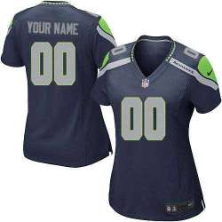 Women Nike Seattle Seahawks Customized Navy Blue Team Color Stitched NFL Game Jersey