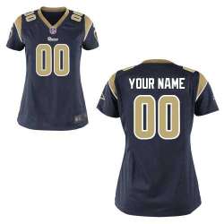 Women Nike St. Louis Rams Customized Navy Blue Team Color Stitched NFL Game Jersey
