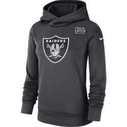 Women Oakland Raiders Anthracite Nike Crucial Catch Performance Hoodie