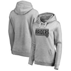 Women Oakland Raiders NFL Pro Line by Fanatics Branded Ash Iconic Collection On Side Stripe Pullover Hoodie 90Hou