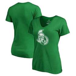 Women Ottawa Senators Fanatics Branded Plus Sizes St. Patrick's Day White Logo T-Shirt Kelly Green FengYun